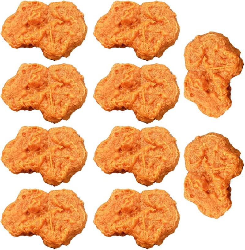Realistic Fake Chicken Nuggets Food Props Set Of 10 Yellow PVC Display Items 2 2 X 1 6 Inches - Image 1